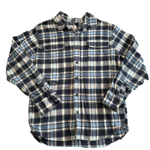 Jachs Blue Plaid Flannel Button Down Shirt Men's Medium Long Sleeve